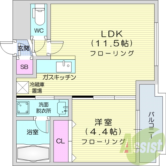 1LDK、エアコン、オートロック、ネット無料