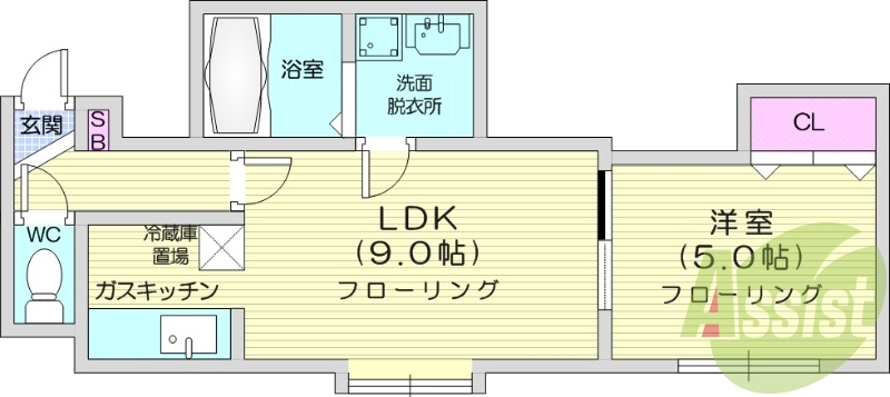 1LDK、ネット無料、灯油暖房、ロードヒーティング