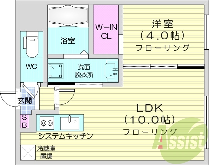 1LDK、エアコン、都市ガス、ネット無料