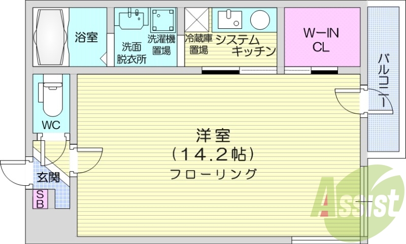 1K、エアコン、追い焚き、独立洗面台、バス・トイレ別