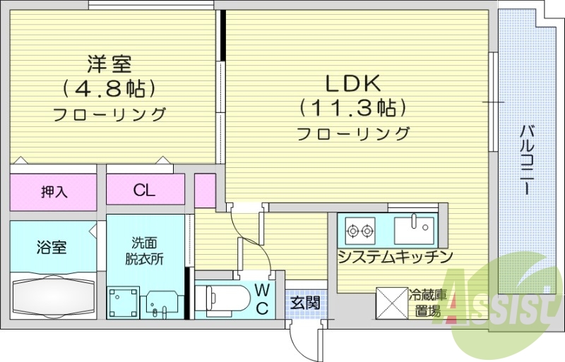 1LDK、灯油暖房、ネット無料、オートロック