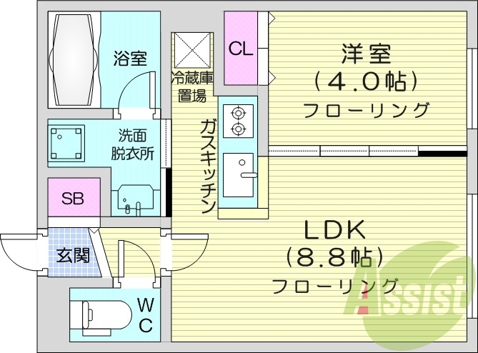 1LDK、エアコン、浴室乾燥機、オートロック