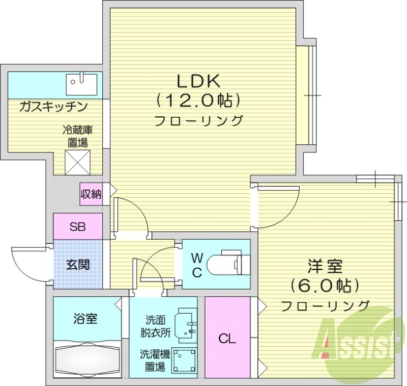 1LDK、灯油暖房、シャンプードレッサー、ネット無料