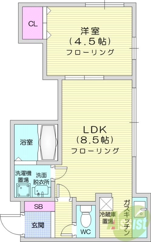 1LDK、シャンプードレッサー、灯油FF暖房、インターホン
