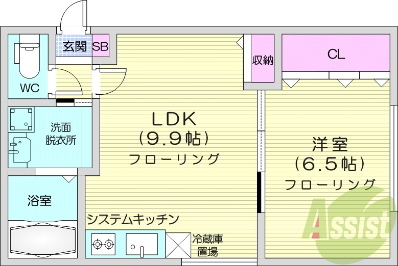 1LDK、エアコン、宅配ボックス、カメラ付きインターホン