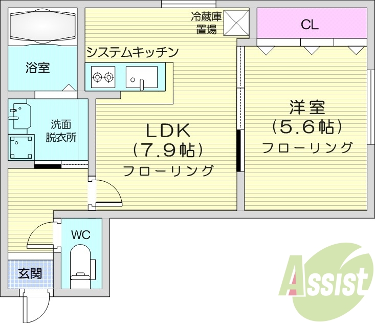 1LDK、エアコン、宅配ボックス、カメラ付きインターホン