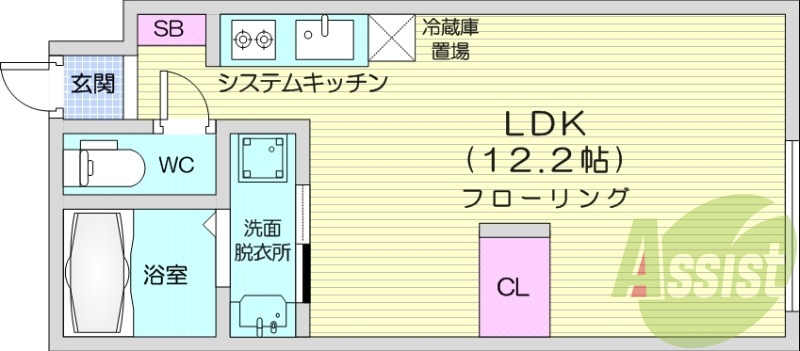 1K、エアコン、宅配ボックス、カメラ付きインターホン