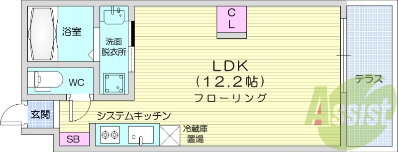 1K、エアコン、宅配ボックス、カメラ付きインターホン
