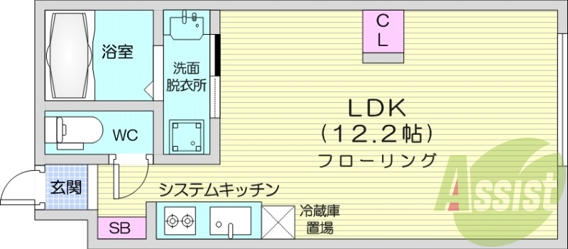 1K、エアコン、宅配ボックス、カメラ付きインターホン