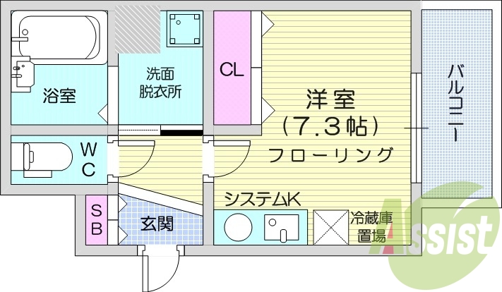 1R、収納、バストイレ別、洗面脱衣所、オール電化