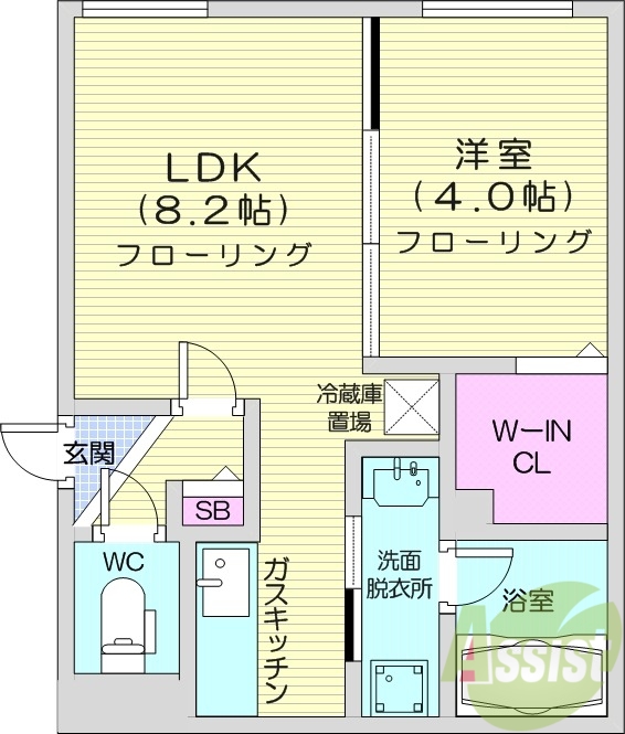 1LDK、都市ガス、エアコン、浴室乾燥機