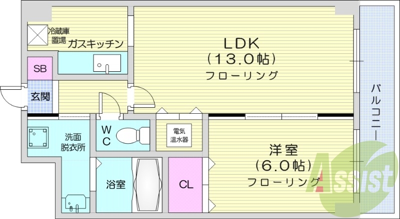 1LDK、オール電化、エレベーター、オートロック