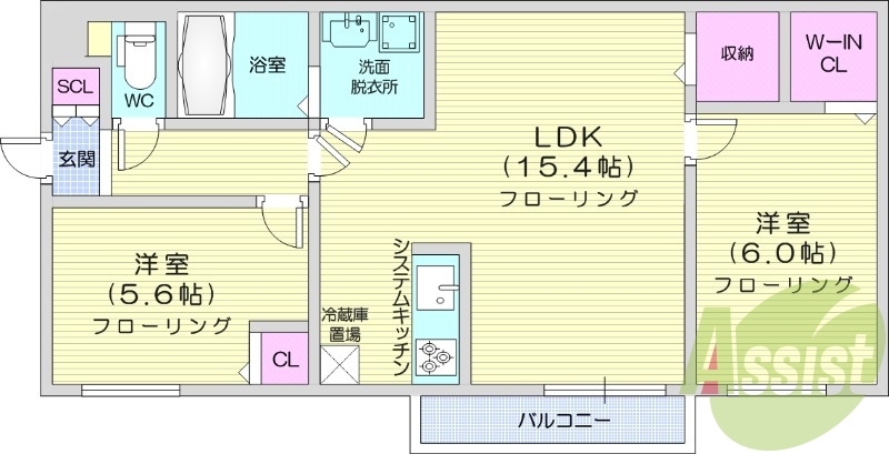 2LDK、都市ガス、エアコン、追い焚き、浴室乾燥機