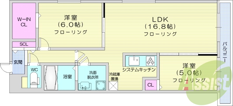 2LDK、都市ガス、エアコン、追い焚き、浴室乾燥機