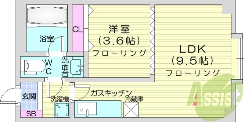 1LDK、エアコン、ネット無料、収納、独立洗面台