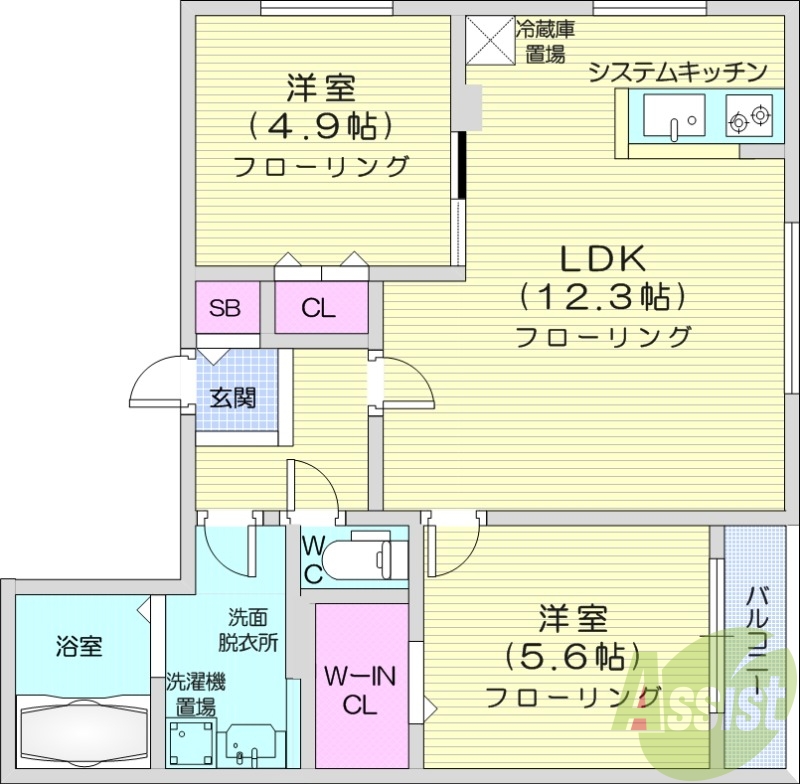 2LDK、エアコン、追い焚き、ネット無料