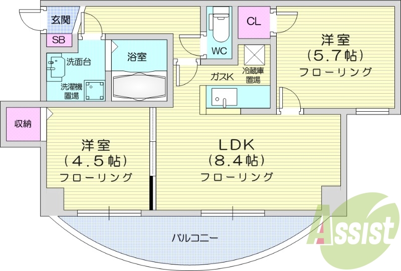 2LDK、角部屋、トランクルーム、宅配ボックス