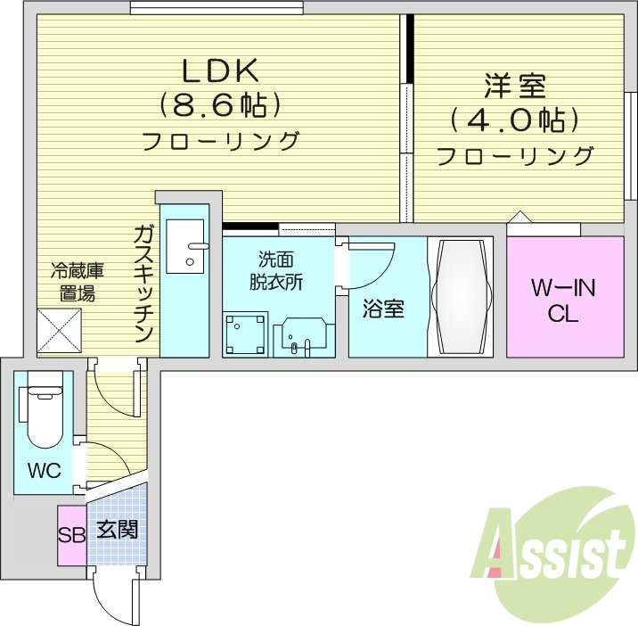 1LDK、エアコン、独立洗面台、浴室乾燥機、