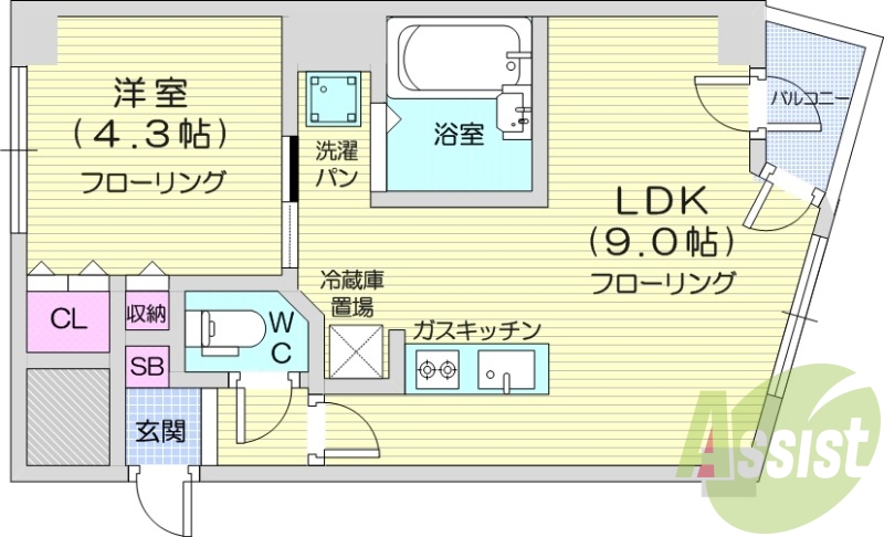 1LDK、インターネット設備、エアコン、都市ガス
