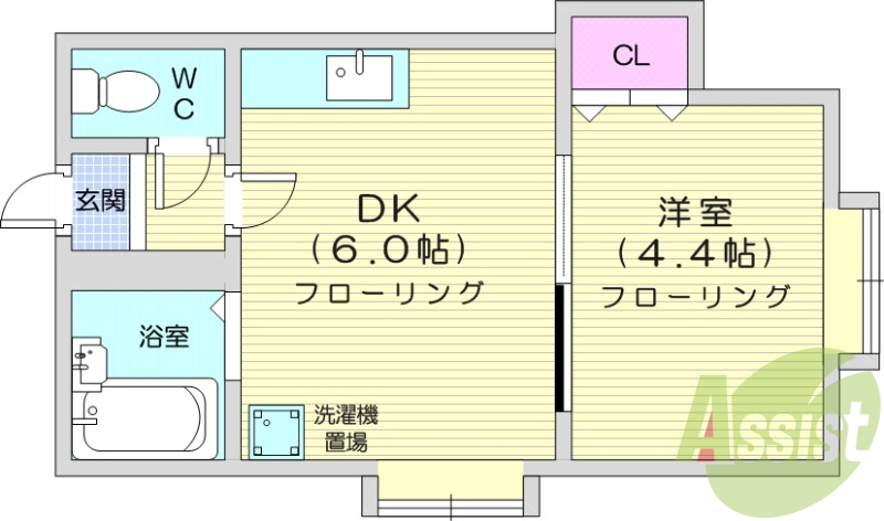 1DK、インターネット無料、カメラ付きインターホン