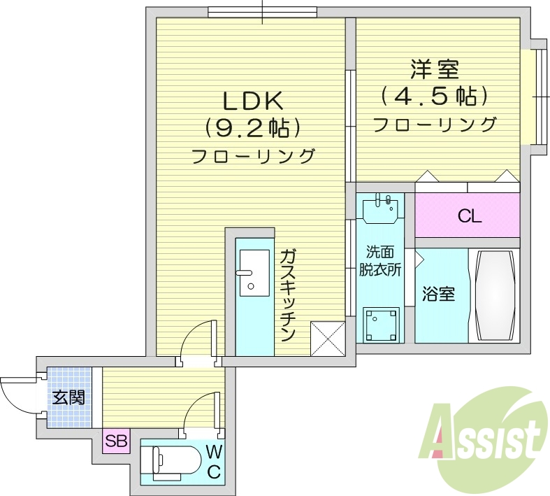 1LDK、シャワートイレ、脱衣所、独立洗面台
