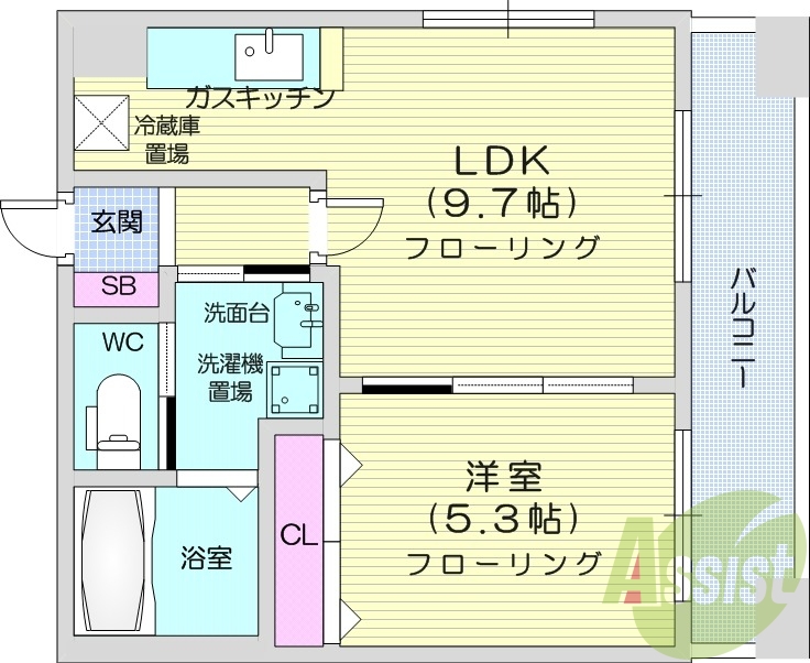 1LDK、エレベーター、オートロック、ペット相談可