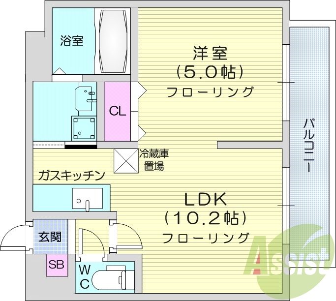 1LDK、オートロック、シャンドレ、ロードヒーティング