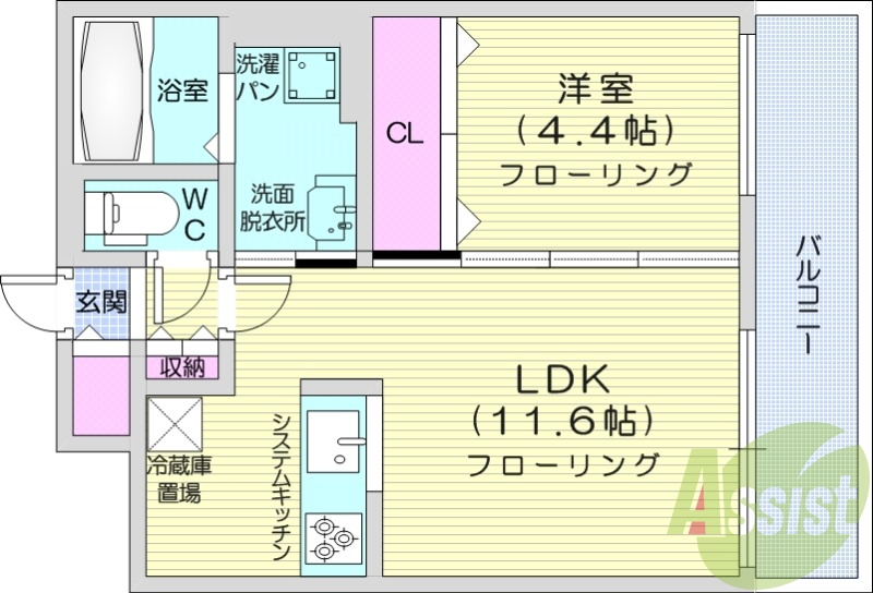 1LDK、オートロック、ペット可、ネット無料、南向き