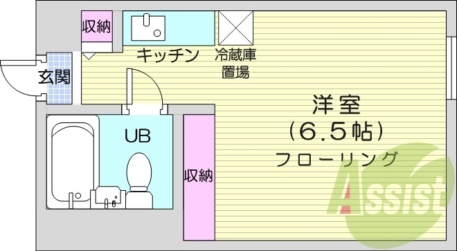 1R、都市ガス、収納スぺース、洗面台、エレベーター