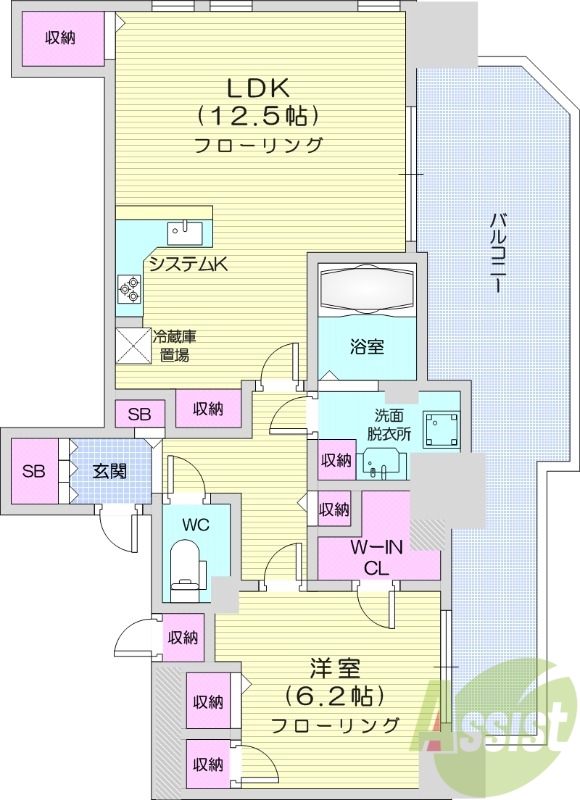 1LDK、システムキッチン、都市ガス、追い焚き