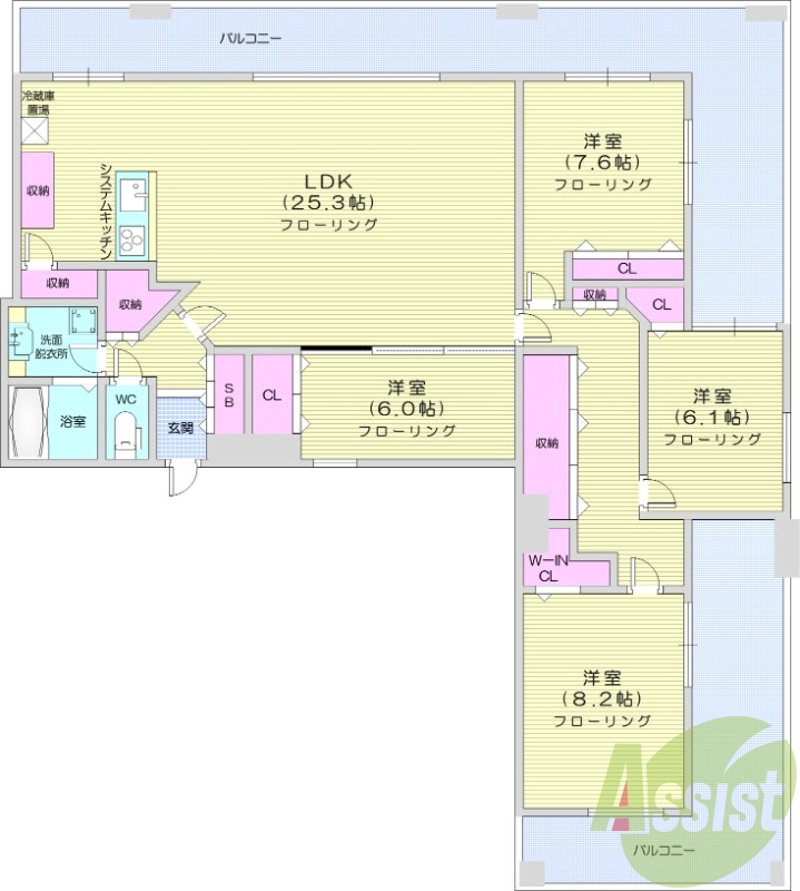 4LDK、ペット可、浴室暖房乾燥機、食洗器、パネルヒーター