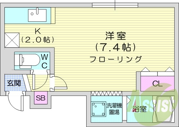 1R、エアコン、ネット無料、クローゼット、シャワートイレ