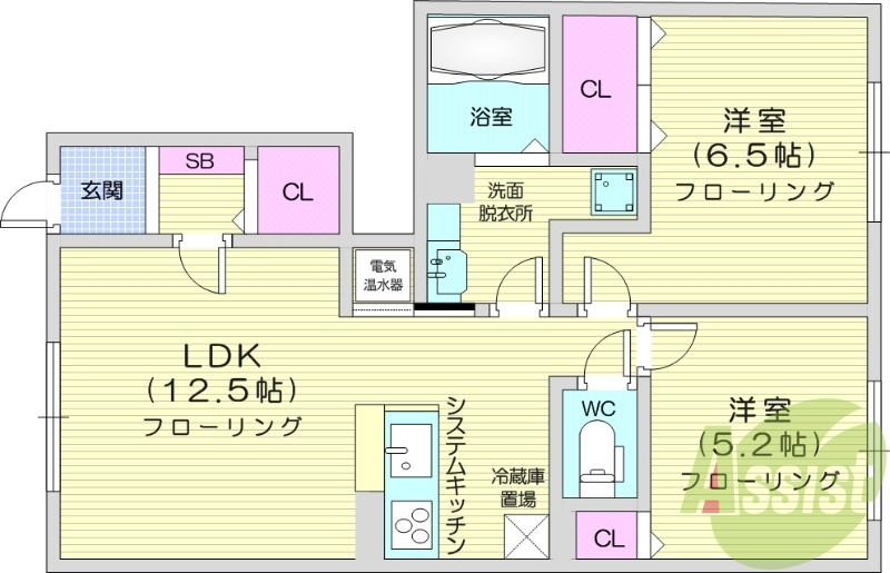 3LDK、IHシステムキッチン、モニタ付インターホン