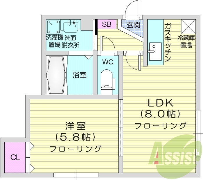 1LDK、独立洗面台、灯油暖房、シャワートイレ、バストイレ別