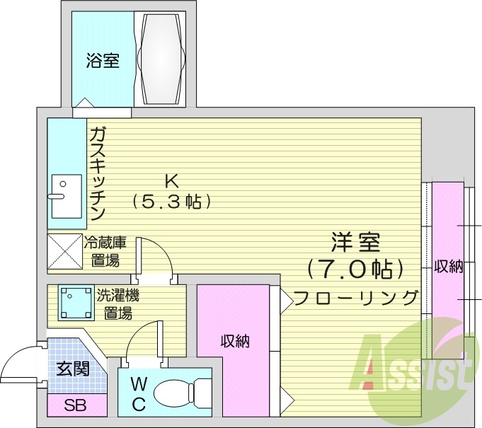１K、宅配BOX、光ファイバー、ネット使用料不要