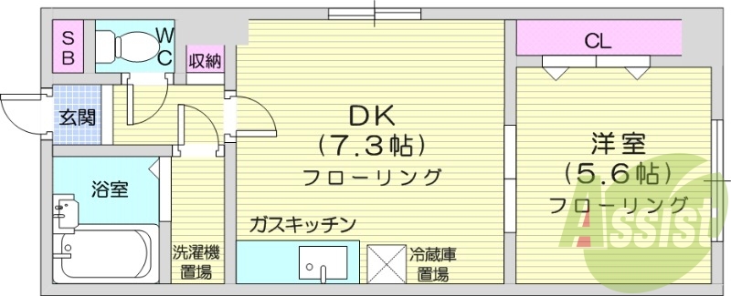 1DK、モニタ付インターホン、灯油暖房、ネット使用料不要