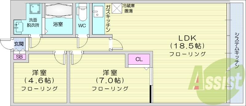 2LDK、灯油暖房、ペット可、シャンプードレッサー