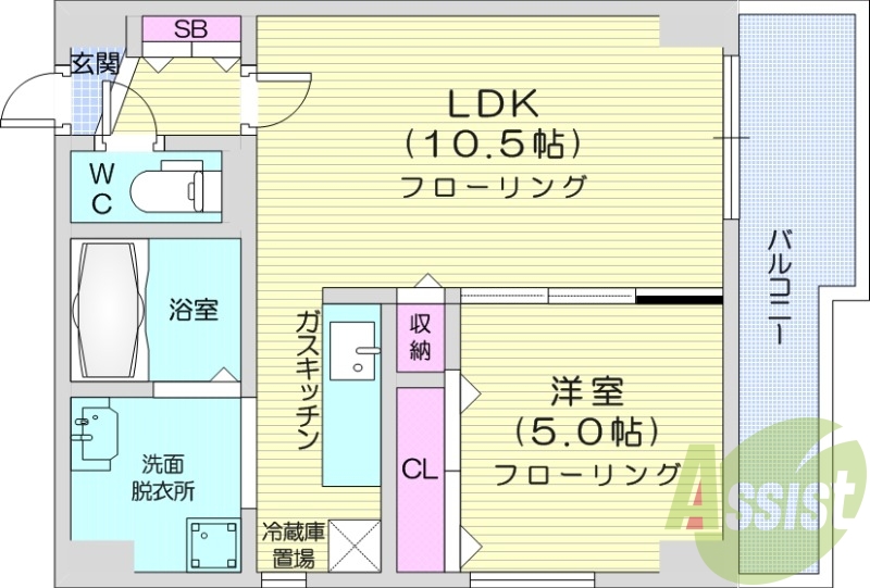 1LDK、灯油暖房、シャンプードレッサー、トランクルーム
