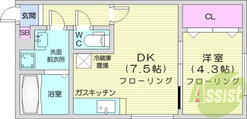 1DK、オートロック、ネット使用料不要、モニターホン