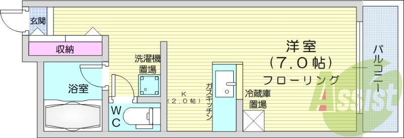 1K、デザイナーズ、ガスFF暖房、オートロック