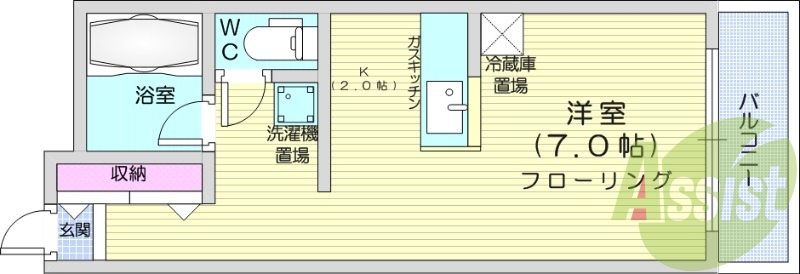 1K、デザイナーズ、ガスFF暖房、オートロック