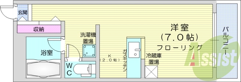 1K、デザイナーズ、ガスFF暖房、オートロック