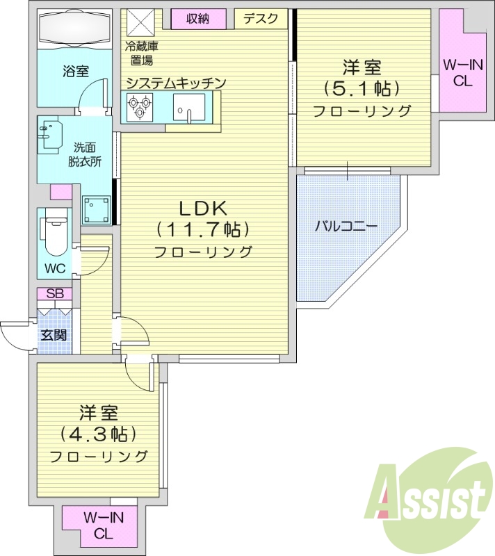 2LDK、エアコン、追い焚き、浴室乾燥機