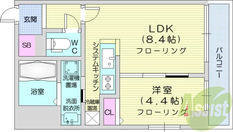 1LDK、収納、都市ガス、ネット無料、宅配BOX