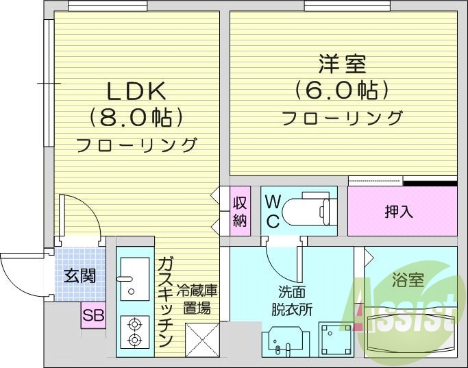 1LDK、灯油暖房、カメラ付きインターホン