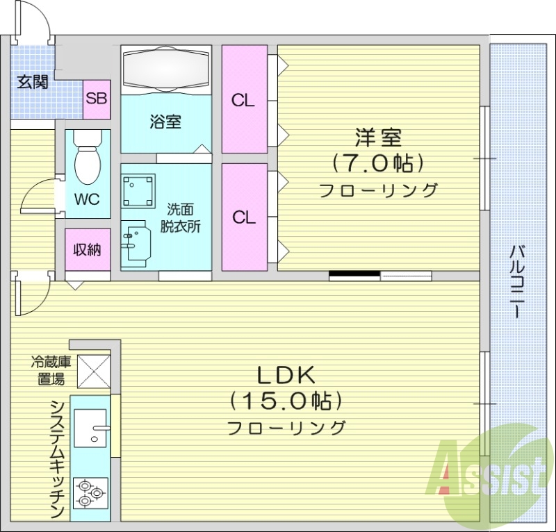 1LDK、独立洗面台、ネット使用料不要、灯油暖房