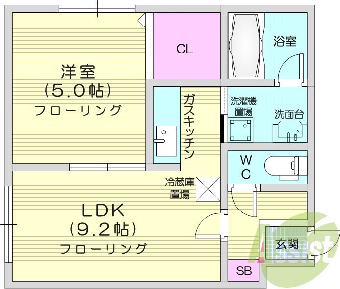 1LDK、独立洗面台、温水便座、灯油FF暖房