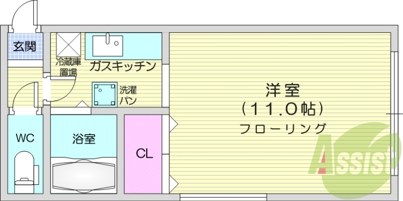 1K、角部屋、ネット使用料無料、カメラ付きインターホン