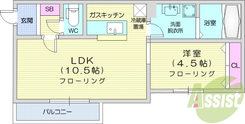 1LDK、灯油暖房、オートロック、モニターホン