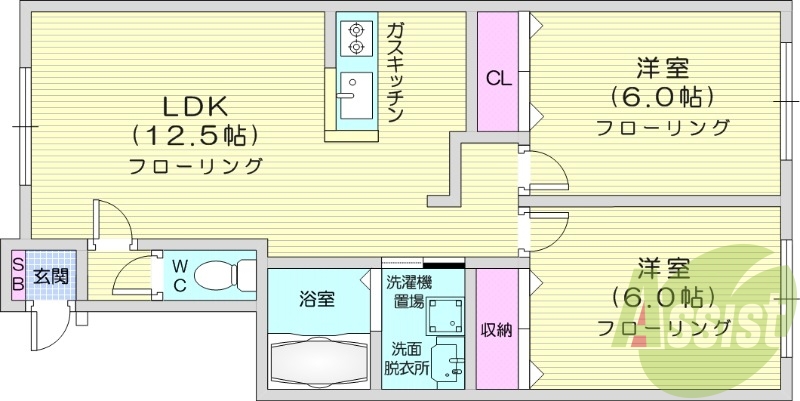 2LDK、ロードヒーティング、角部屋、トランクルーム